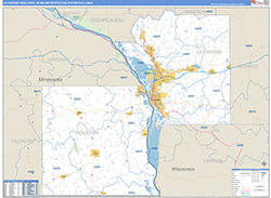 La Crosse-Onalaska Metro Area Wall Map Basic Style 2026